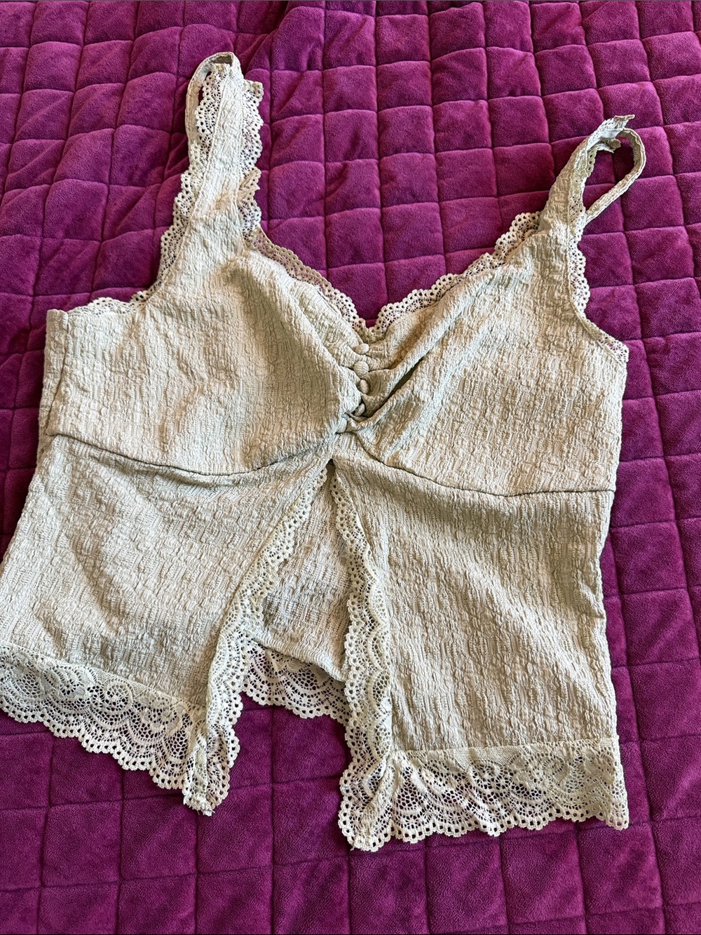 Lace-Trim Cream Camisole Top - Women Chemise